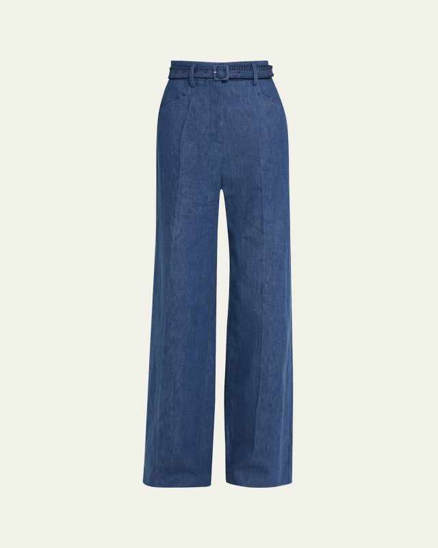 Norman Belted Denim Wide-Leg Pants