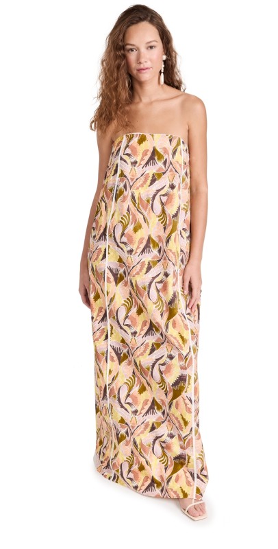 Nackiye Stripped Strapless Gown Mediterranian