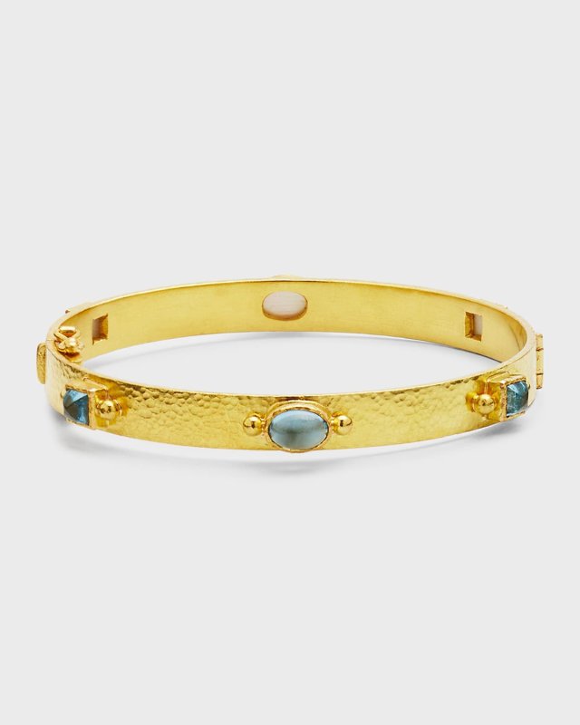 19K Flat Ribbon Roberta Bangle with Aquamarine