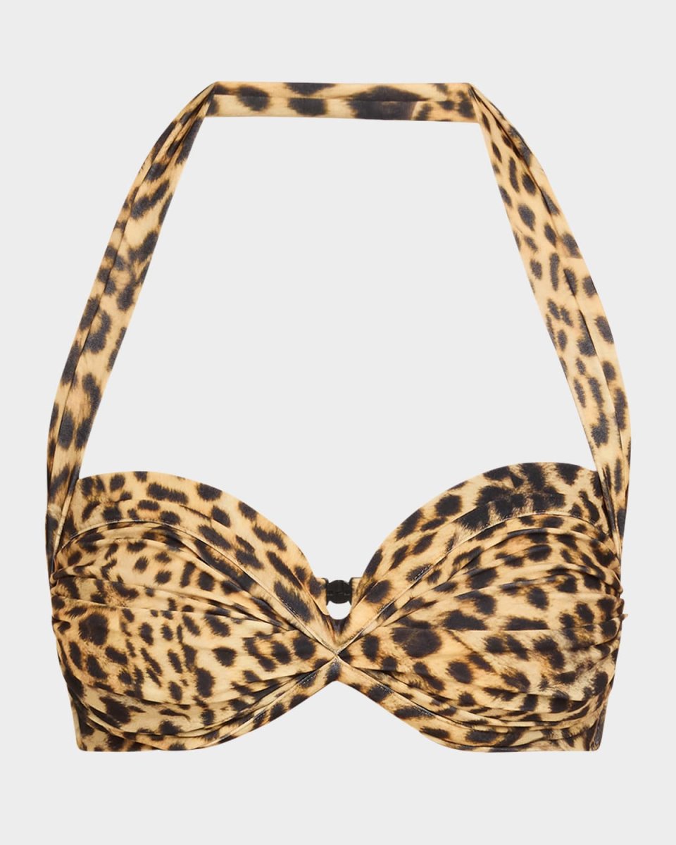 Cheetah Patch Bill Ruched Bikini Top