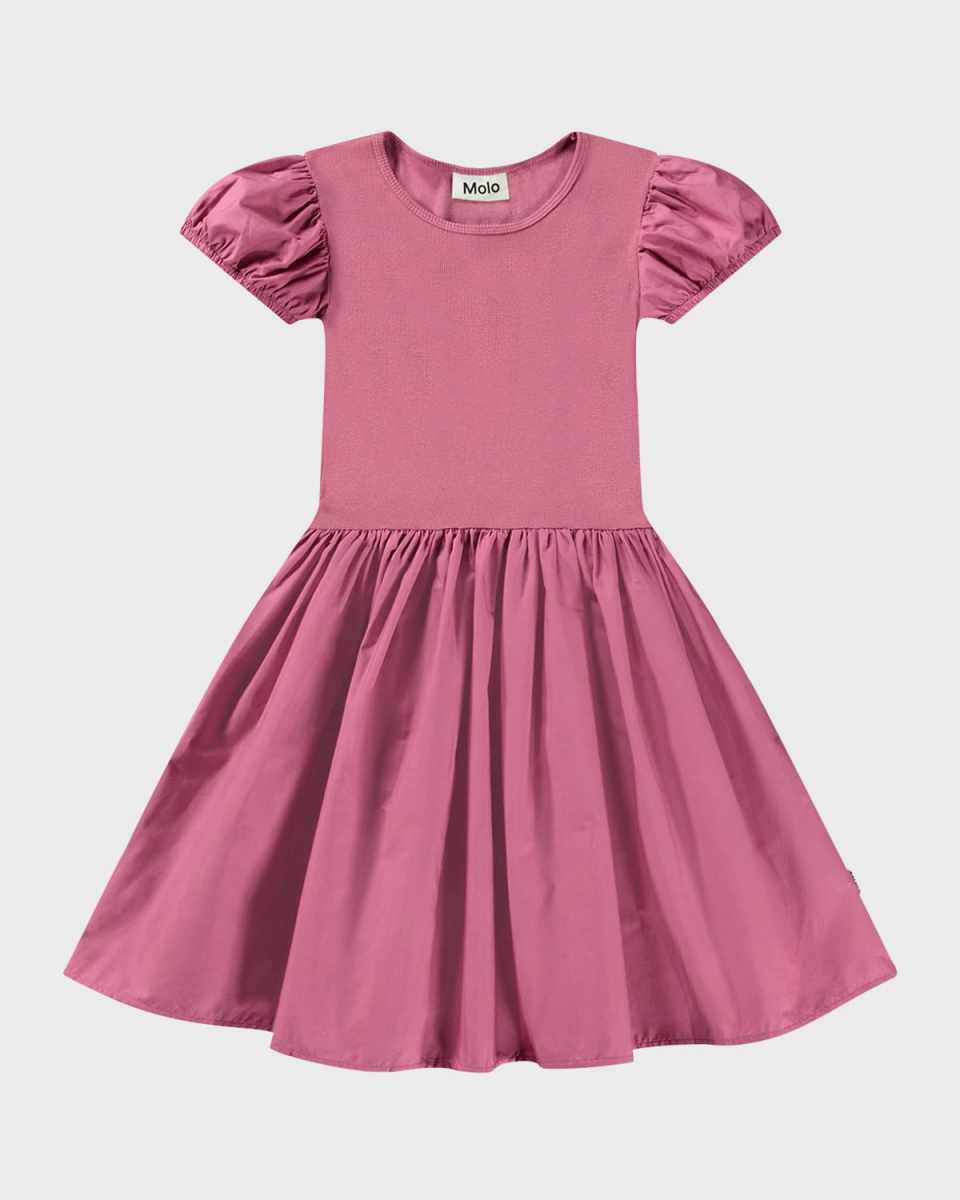 Girl's Cleopatra Combo Puff Sleeve Dress, Size 7