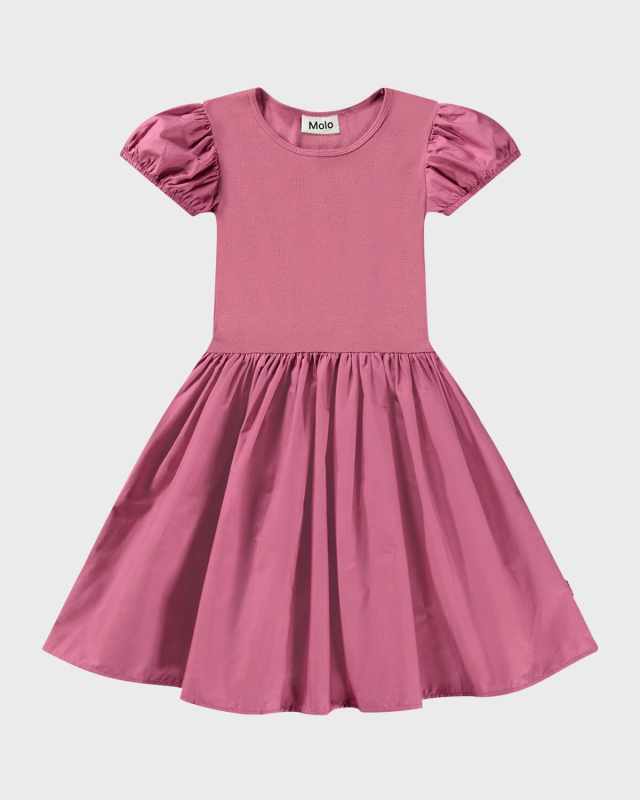 Girl's Cleopatra Combo Puff Sleeve Dress, Size 7
