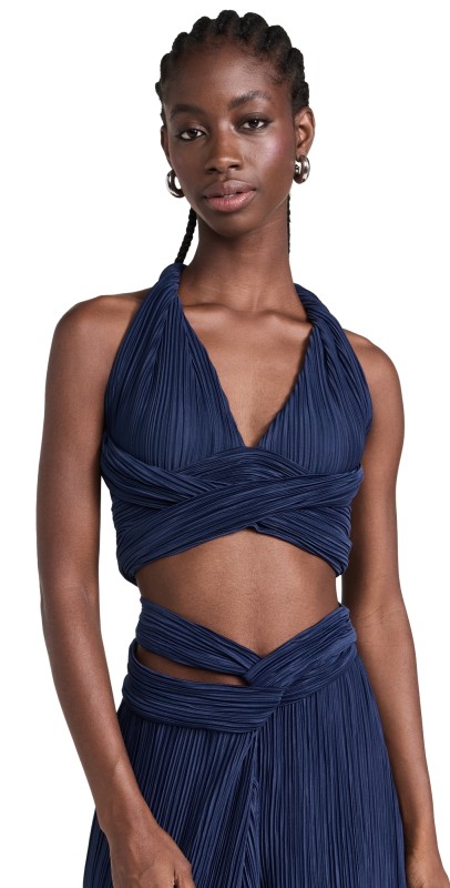 Maylé Vásquez Salome Wrap Around Crop Top Navy
