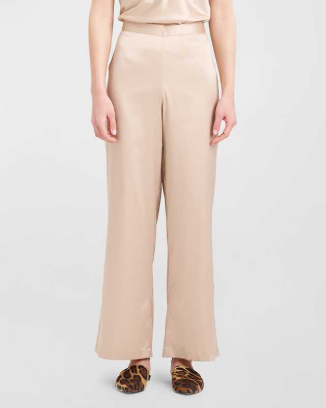 Glamour Straight-Leg Satin Lounge Pants