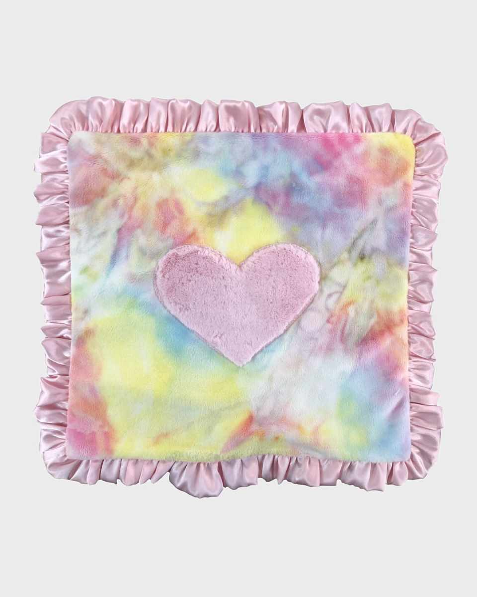 Tie-Dye Heart Satin-Trim Baby Blanket