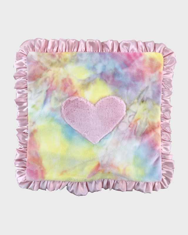 Tie-Dye Heart Satin-Trim Baby Blanket
