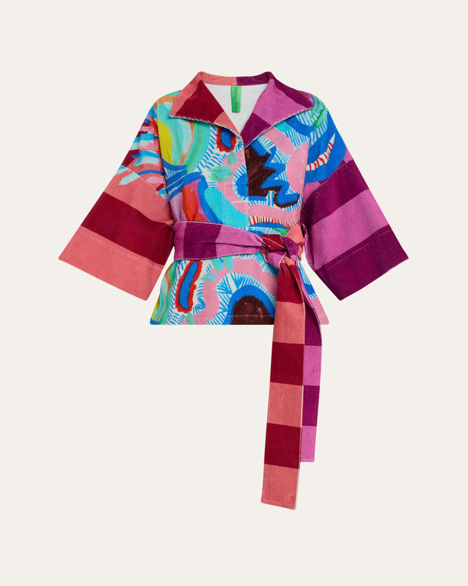 Claudia Corduroy Belted Fantasia Blous