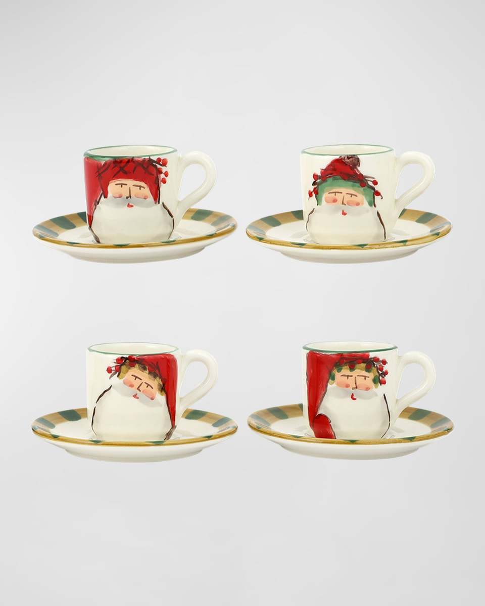 Old St. Nick Assorted Espresso Cups & Saucers, Set of 4