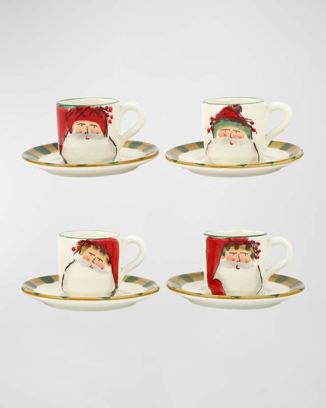 Old St. Nick Assorted Espresso Cups & Saucers, Set of 4
