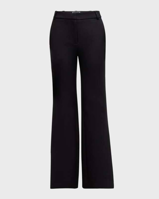 Mid-Rise Flare Wool-Silk Pants