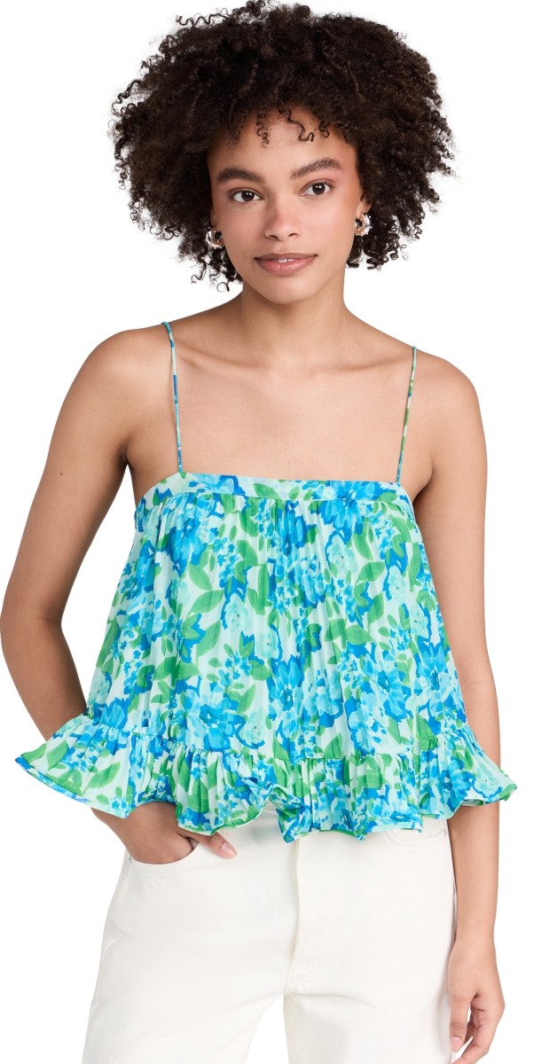 AMUR Kersten Pleated Top Garden Blues