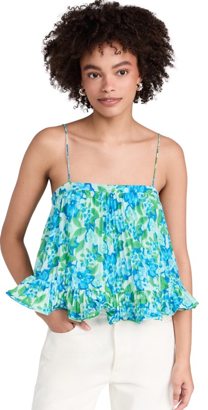 AMUR Kersten Pleated Top Garden Blues