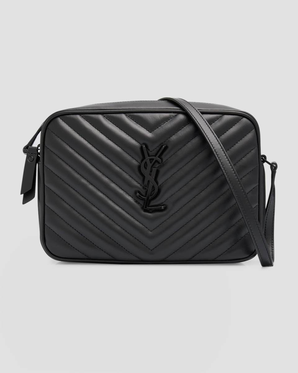Lou Medium YSL Camera Bag with Pocket in Quilted Leather
