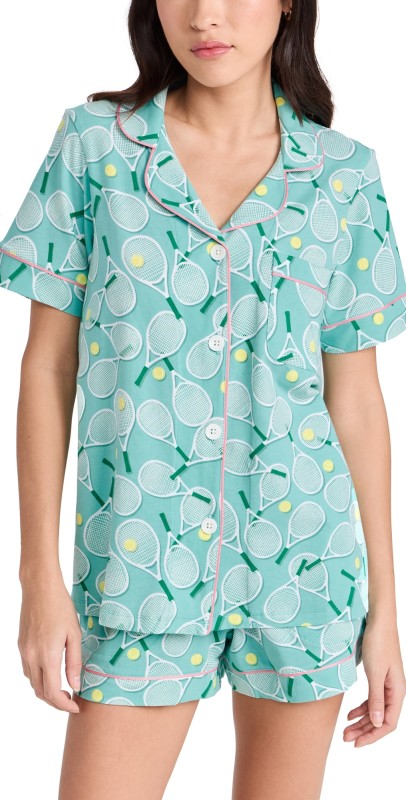 BedHead PJs Cotton Knit Short Sleeve Boxer PJ Set Tennis Club