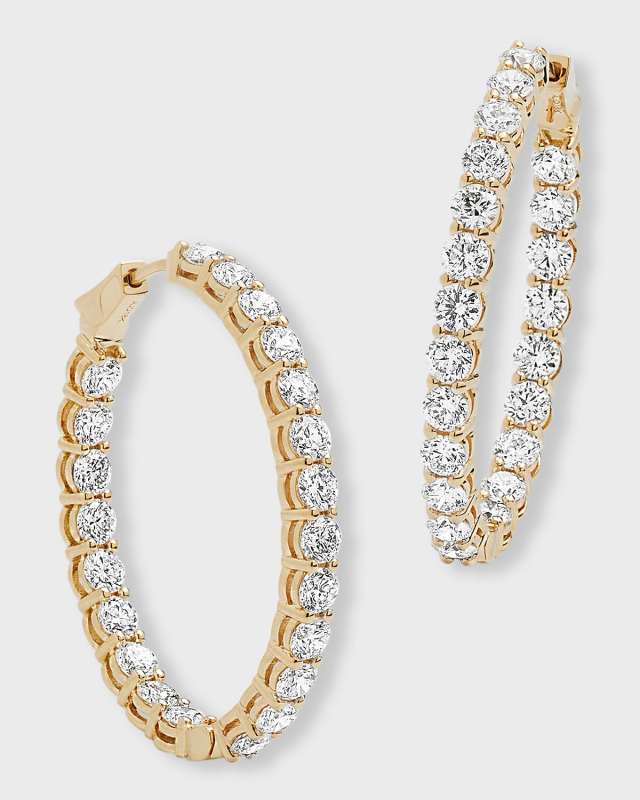 18K Yellow Gold Diamond Hoop Earrings, 6.60tcw, 10.3"L