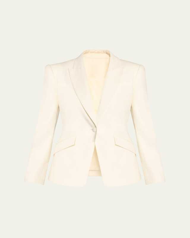 Single-Breasted Linen Blazer Jacket