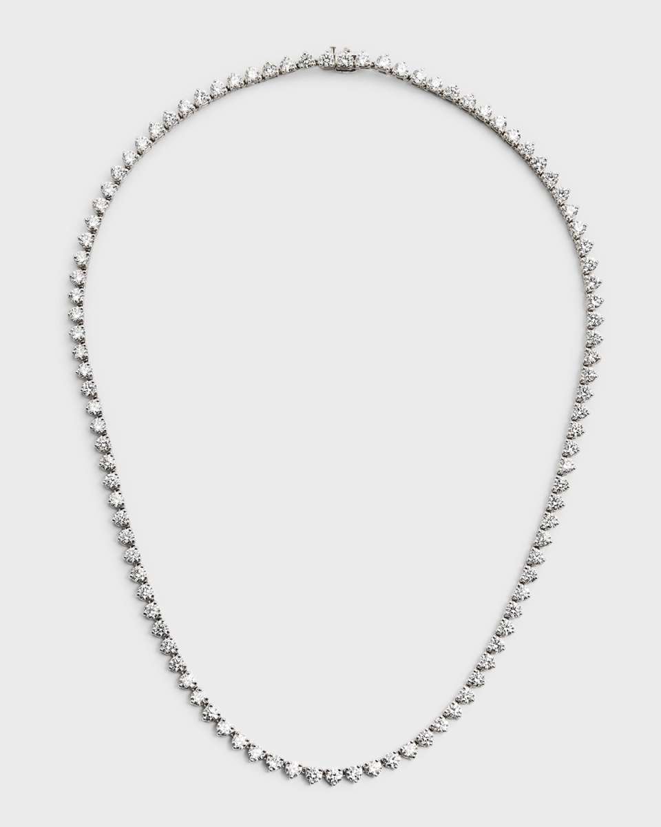 Platinum 3-Prong Round Diamond FG/VS Straight Necklace, 17"L, 16.65tcw