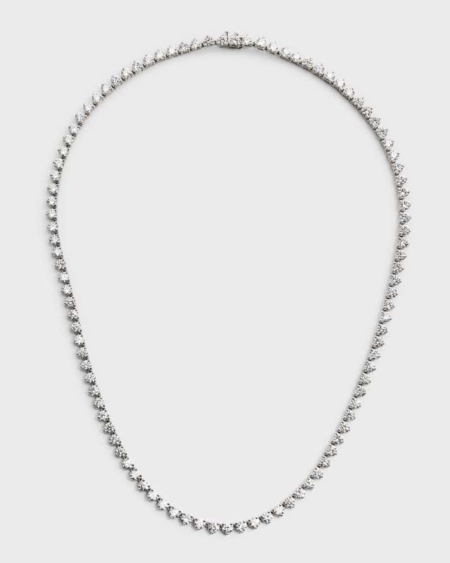 Platinum 3-Prong Round Diamond FG/VS Straight Necklace, 17"L, 16.65tcw