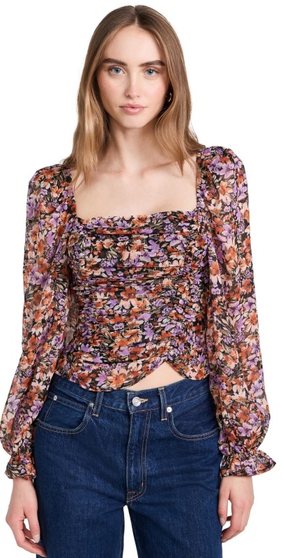ASTR the Label Tonina Top Orange Purple Floral