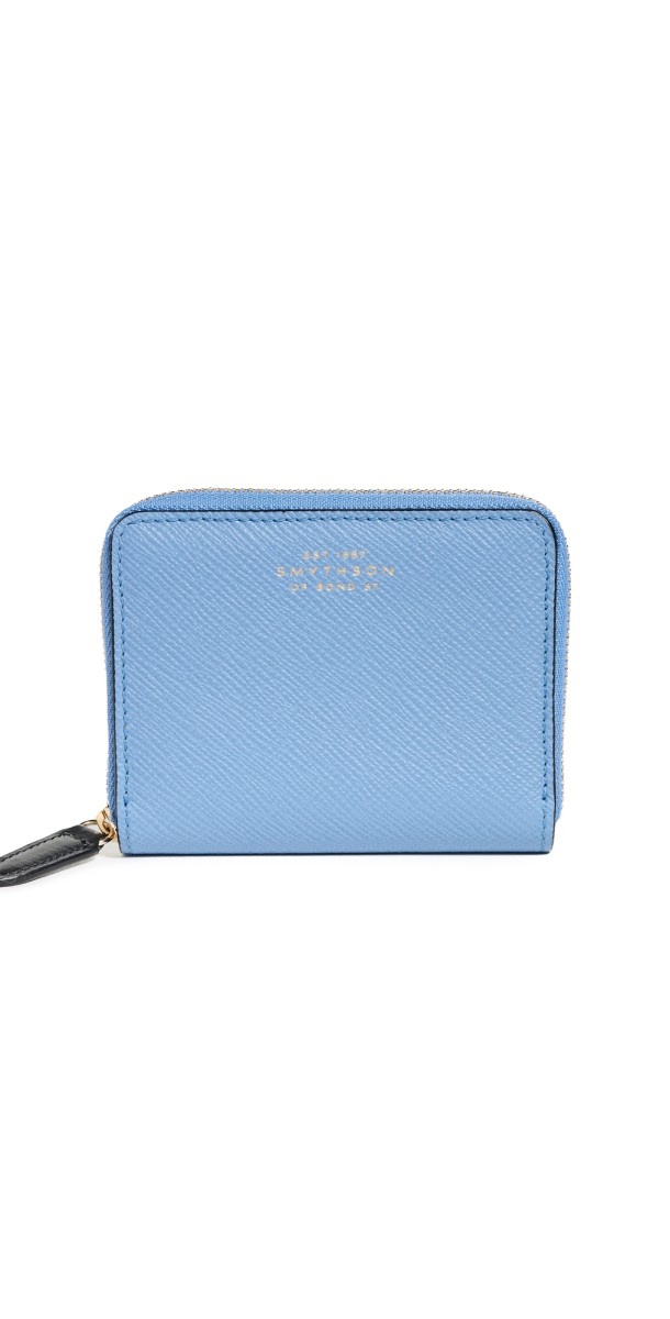 Smythson Small Zip Around Wallet Nile Blue