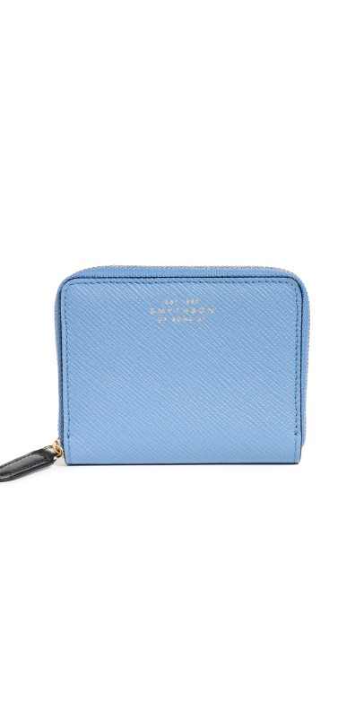 Smythson Small Zip Around Wallet Nile Blue