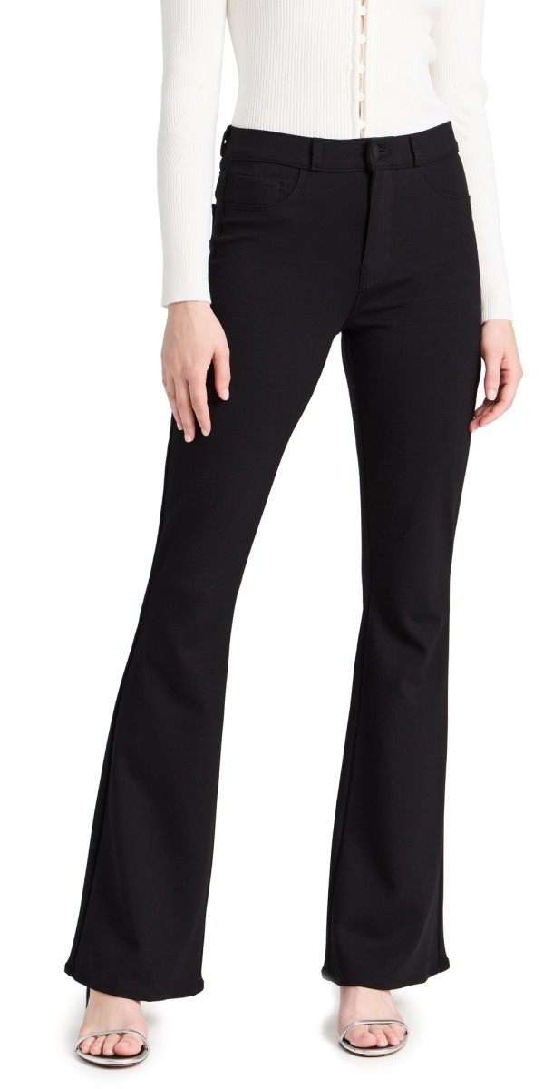 L'AGENCE The Marty High Rise Flare Ponte Pants Black
