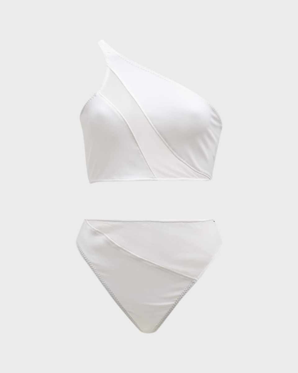 Snake Mesh High-Waist Bikini Bottoms