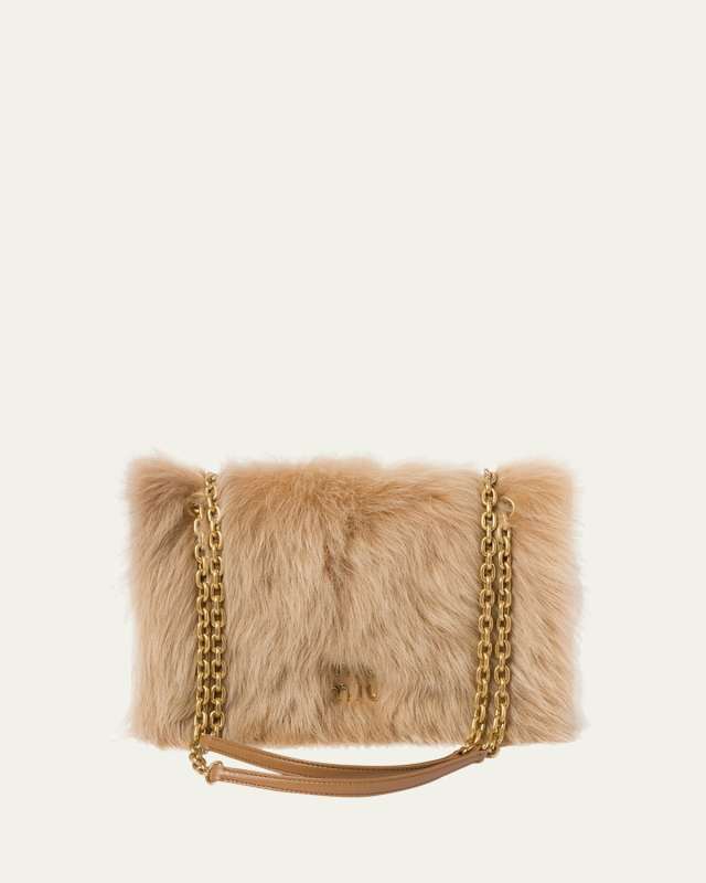 Shearling Flap Chain Shoulder Bag