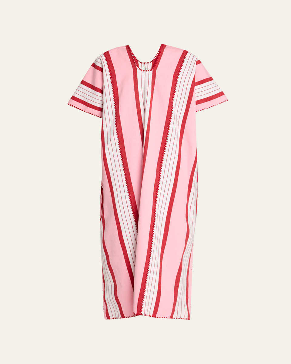 Three-Panel Embroidered Stripe Midi Kaftan