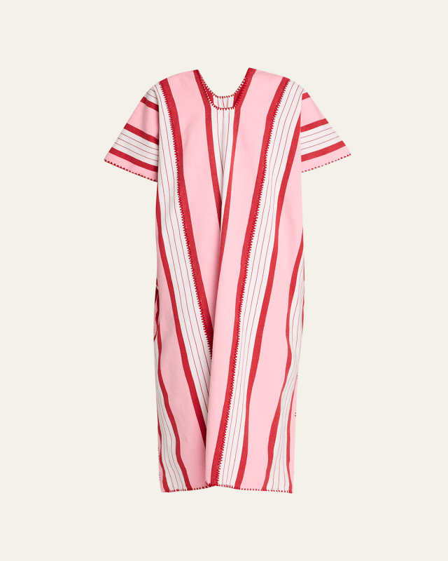 Three-Panel Embroidered Stripe Midi Kaftan