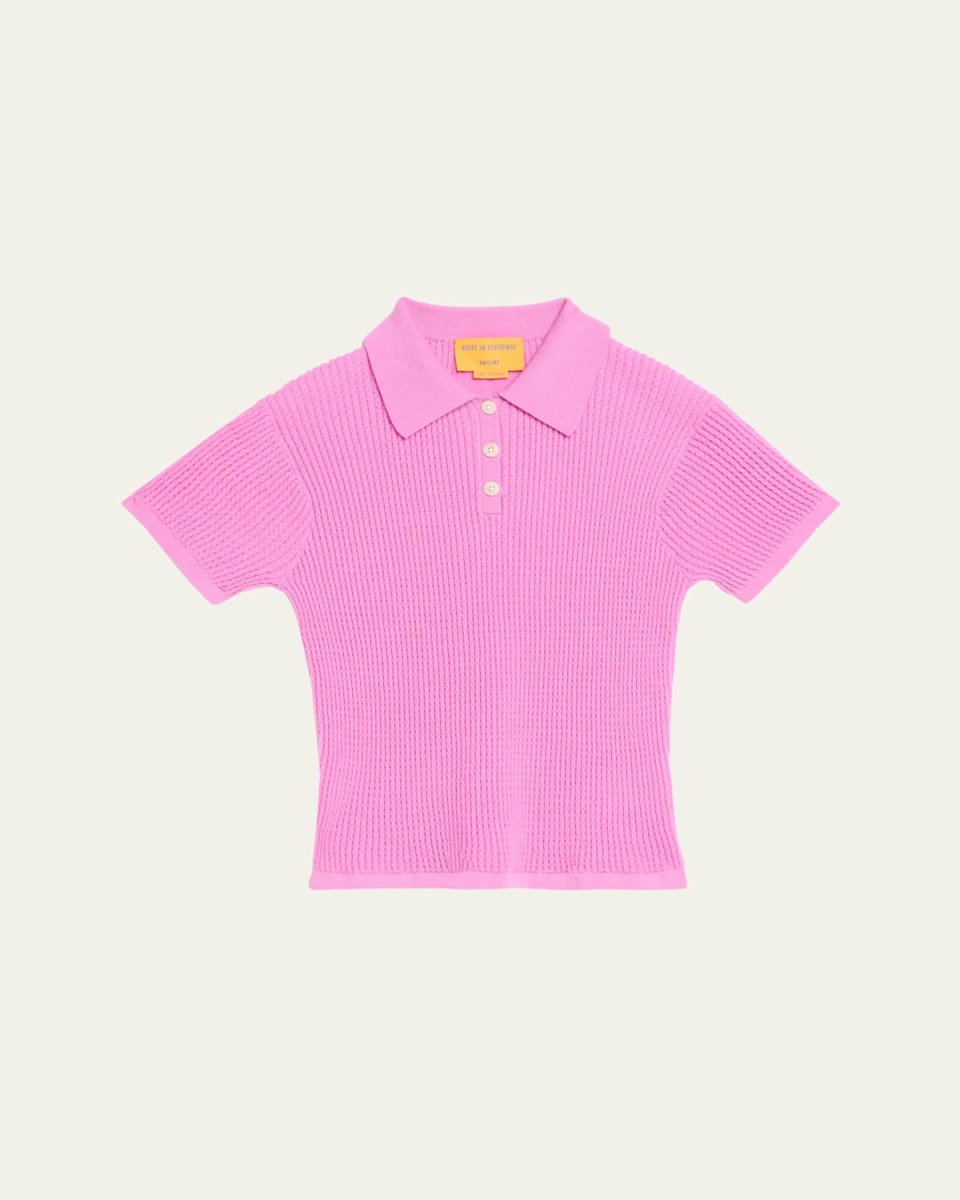 Cashmere Short-Sleeve Shrunken Polo Sweater