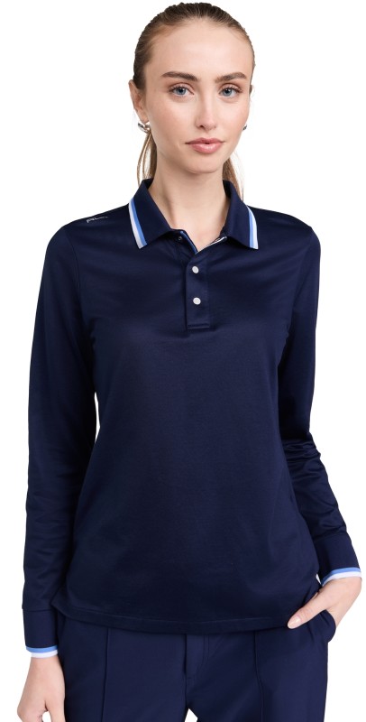 RLX Ralph Lauren Long Sleeve Tour Pique Val Polo Navy Multi
