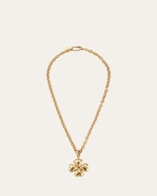 Paulette 14K Gold Tourmaline Small Clover Charm Necklace, 17"L