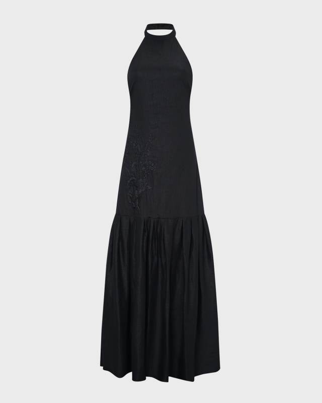 Carmen Embroidered Halter Maxi Dress