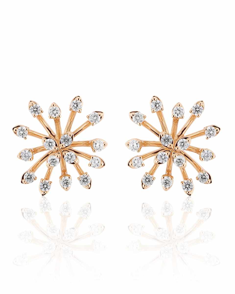 Luminus 18k Pink Gold Stemmed Diamond Stud Earrings