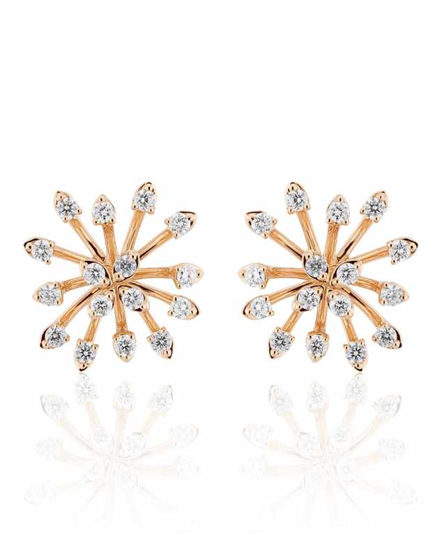 Luminus 18k Pink Gold Stemmed Diamond Stud Earrings