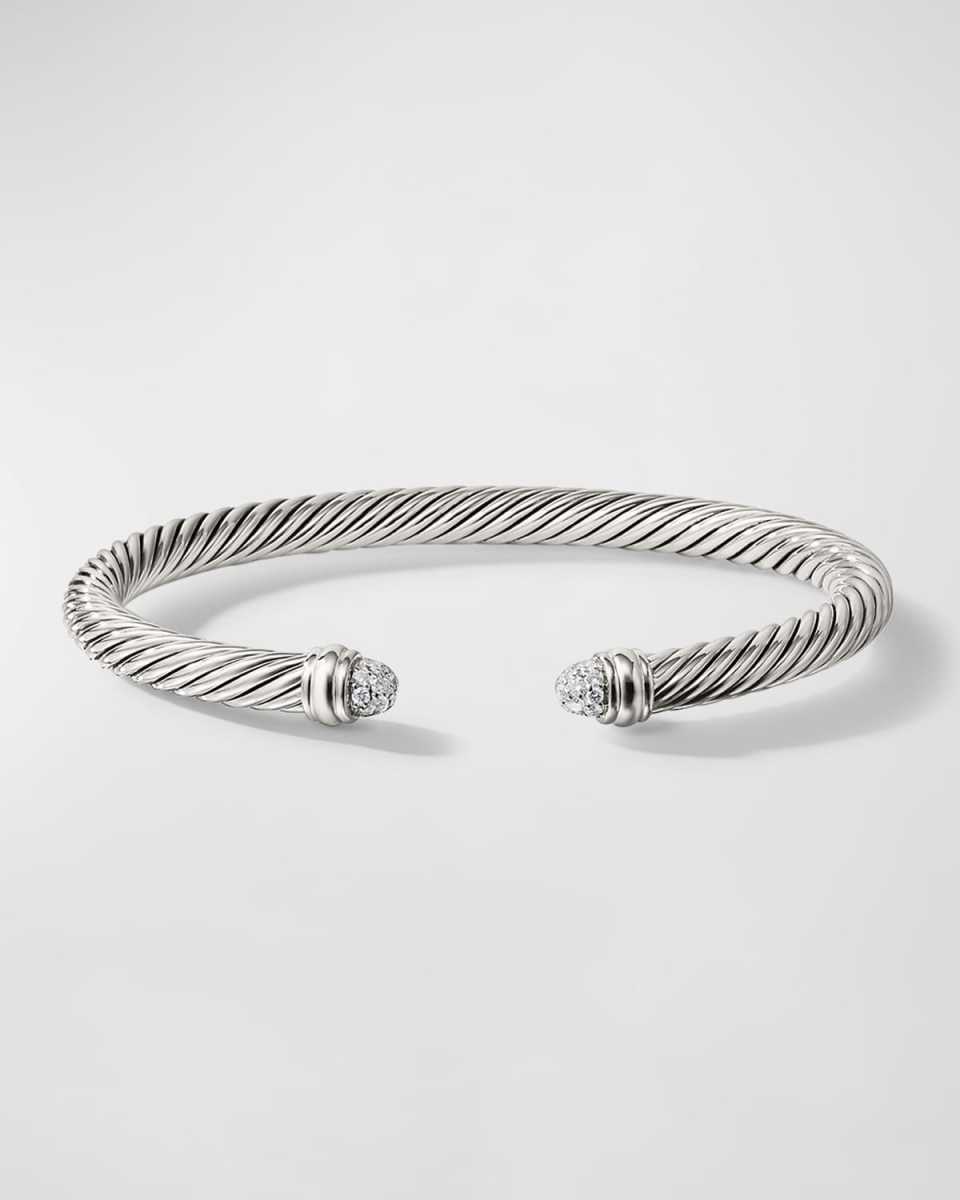 Cable Bracelet with Diamonds in Silver, 5