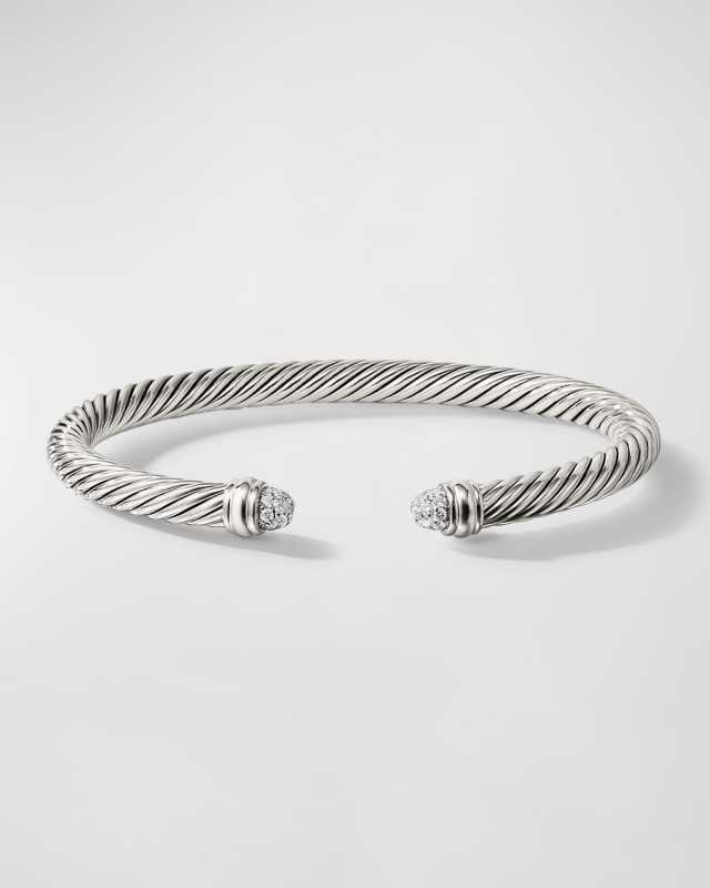 Cable Bracelet with Diamonds in Silver, 5