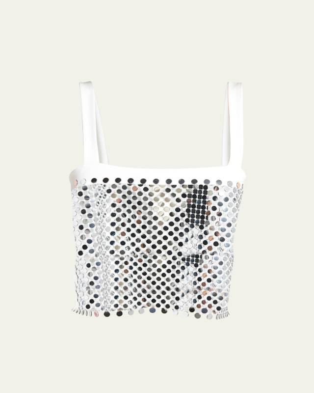 Circular Lame Cropped Tank Top
