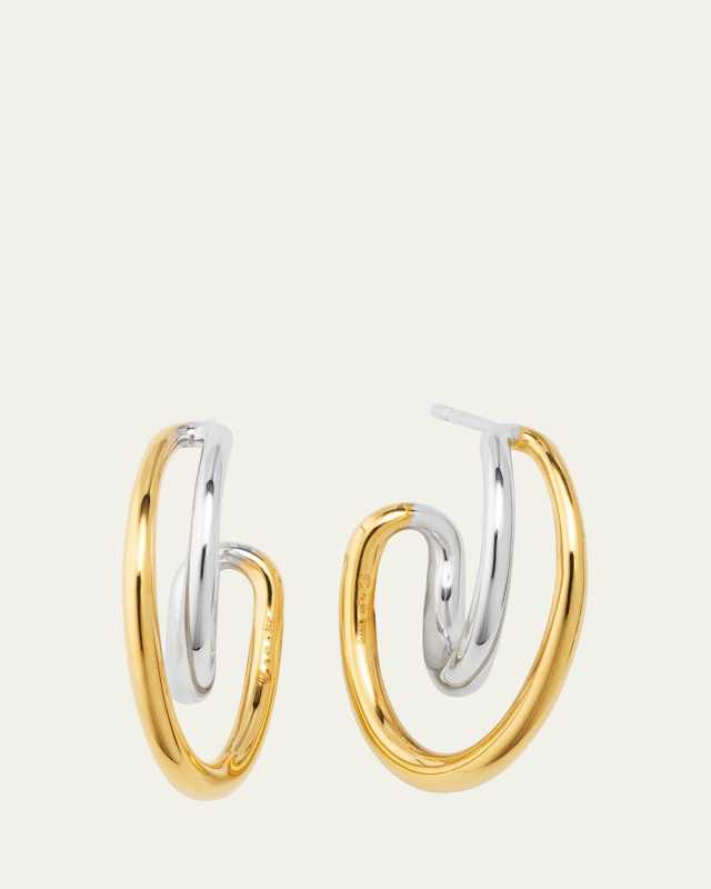 Two-Tone Mini Initial Hoop Earrings