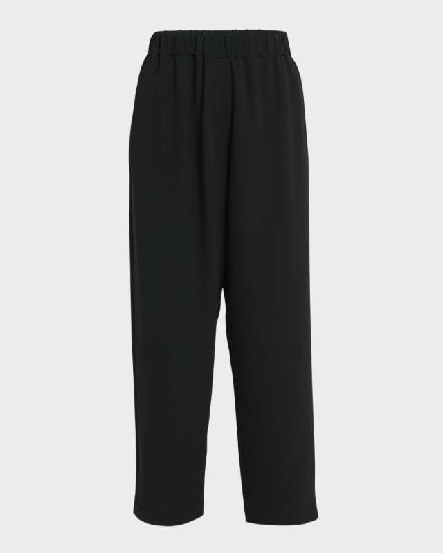 Mid-Rise Relaxed Straight-Leg Ankle Silk Cady Pants