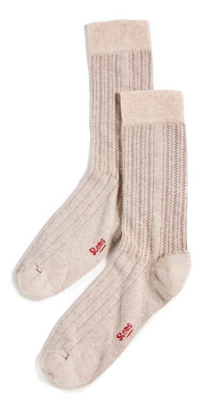 Stems Lola Cashmere Comfort Crew Socks Cream