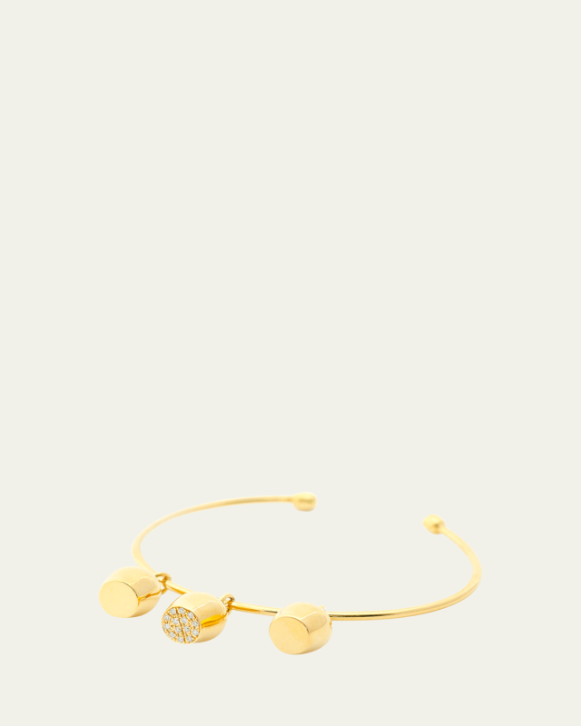 Three Lune Diamond Cuff Bracelet, Siz