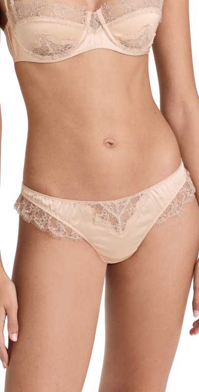 Kiki De Montparnasse Lace Inset Thong Chamapgne