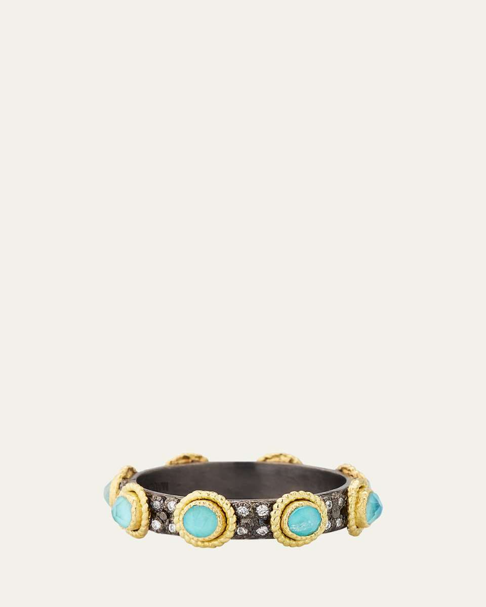 Turquoise Doublet Stack Band Ring