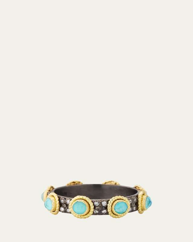 Turquoise Doublet Stack Band Ring