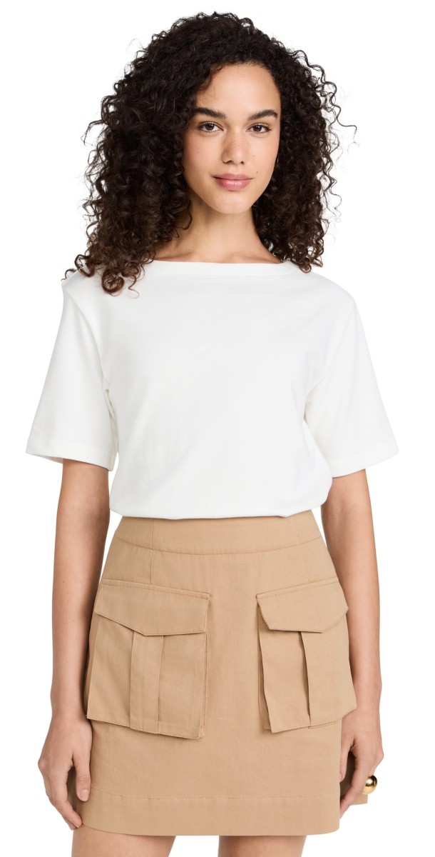 Veronica Beard Jean Elowyn Mixed Media Dress White/Khaki
