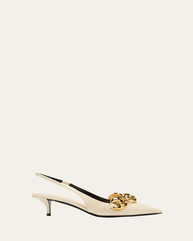 Marina Patent Chain Slingback Pumps
