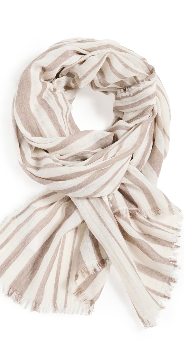 Vince Vince Cotton Variegated Stripe Scarf Tan
