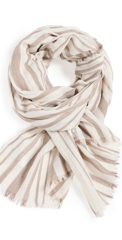 Vince Vince Cotton Variegated Stripe Scarf Tan